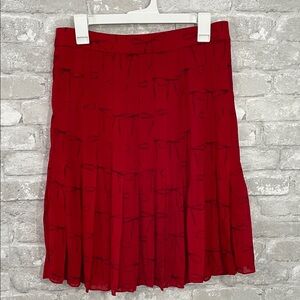 J.Crew Pleated knee-length skirt in bow-print viscose chiffon